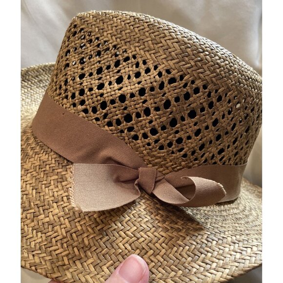 Ralph Lauren LRL Women's Straw Hat One Size Brown Bow NEW Beach Tropical Pool - Picture 5 of 7